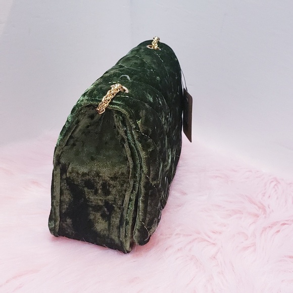 Quilted chain strap Clutch bag Emerald green - Picture 4 of 5